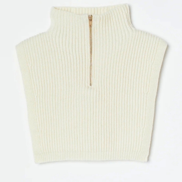 H&M KNIT COLLAR WITH ZIPPER. Ivory. Size S-L NWT - Picture 1 of 9